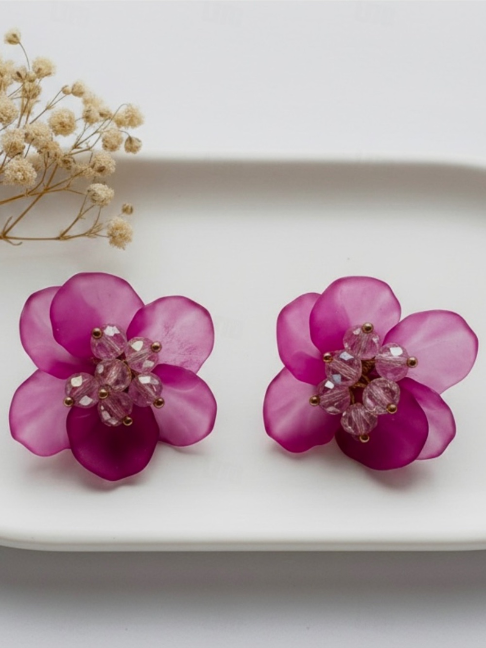 Pink Floral Statement Earrings